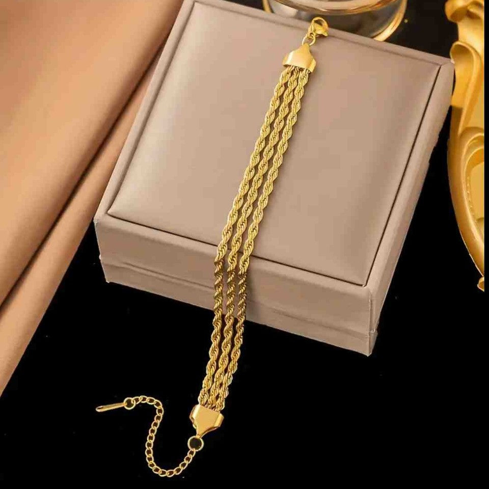 Triple Rope Chain Bracelet Stainless Steel
