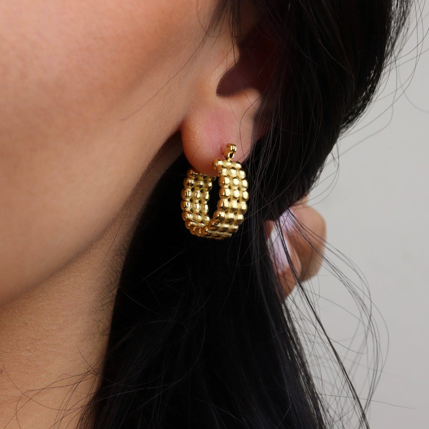 Damascus Hoops Earrings Stainless Steel