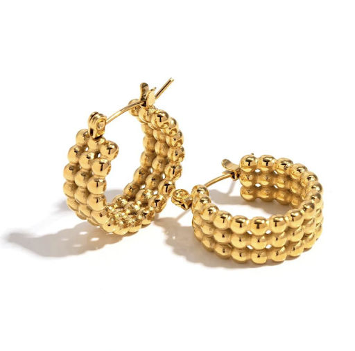 Damascus Hoops Earrings Stainless Steel