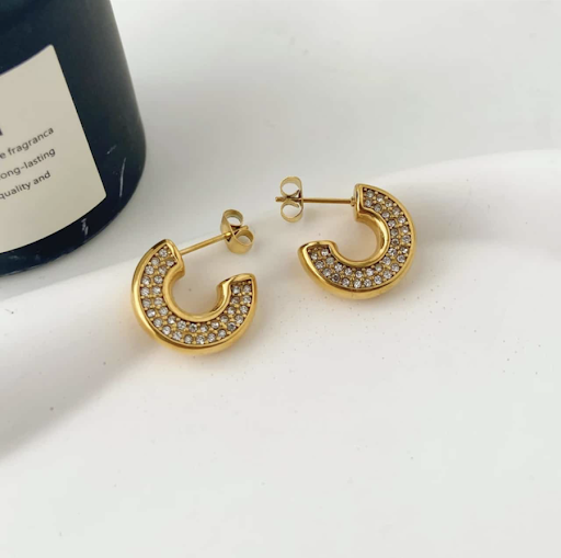 Cee Studded Hoops Earrings Stainless Steel