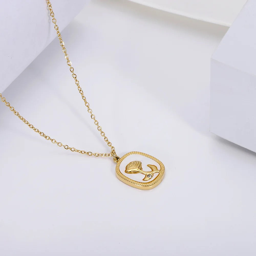 Rose Pendant Necklace Stainless Steel