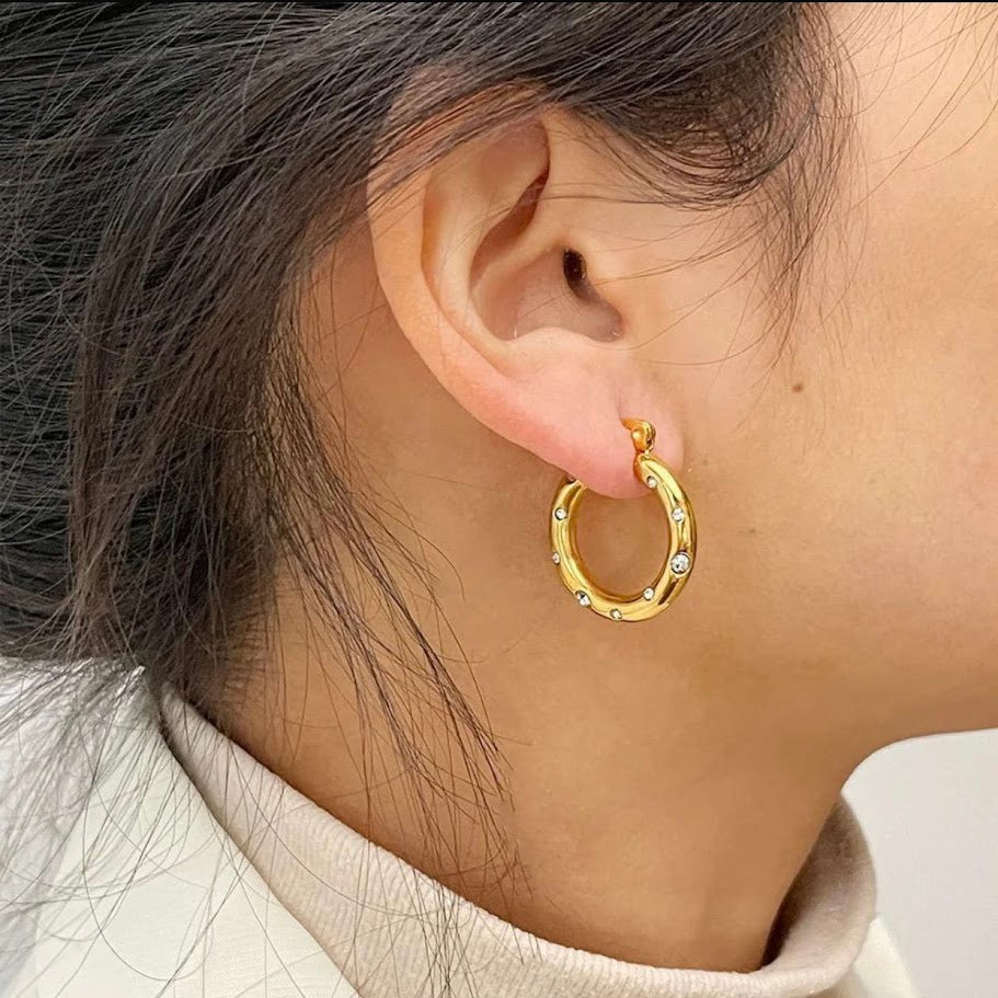 Pearl Studded Earrings Stainless Steel